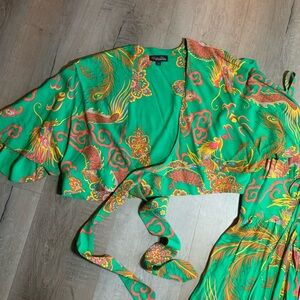 Size Large Trashy Diva Dragons and Phoenixes wrap top